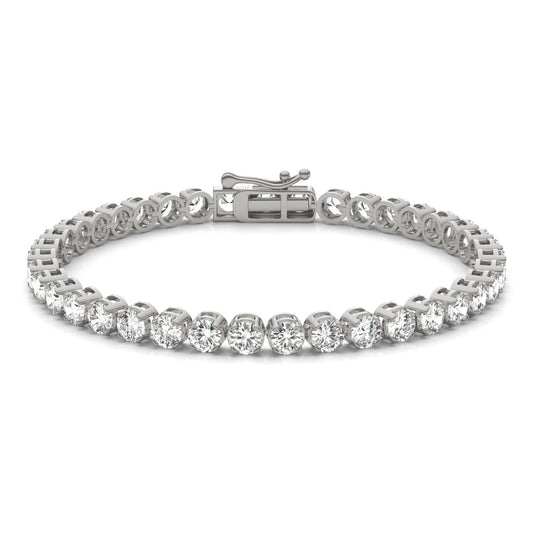 8.97 CTW DEW Round Forever One Moissanite Classic Four Prong Tennis Bracelet 14K White Gold