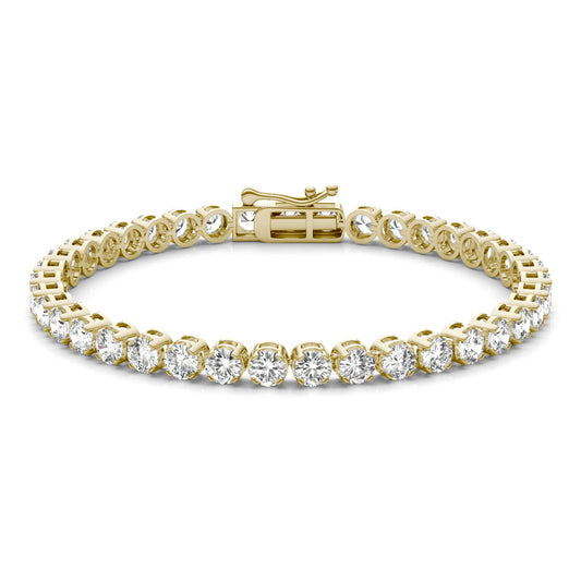 9 3/4 CTW Round Caydia Lab Grown Diamond Classic Four Prong Tennis Bracelet 14K Yellow Gold
