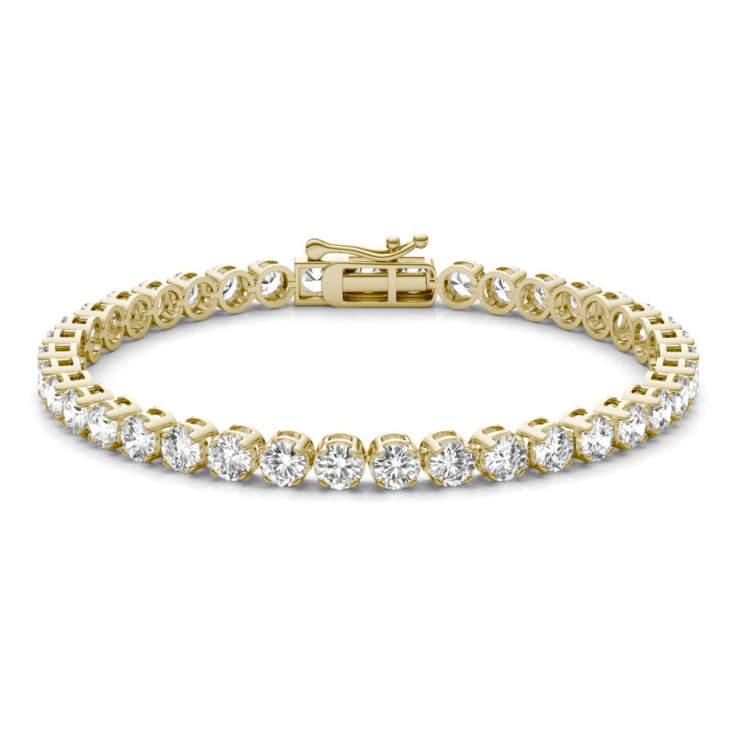 8.97 CTW DEW Round Forever One Moissanite Classic Four Prong Tennis Bracelet 14K Yellow Gold