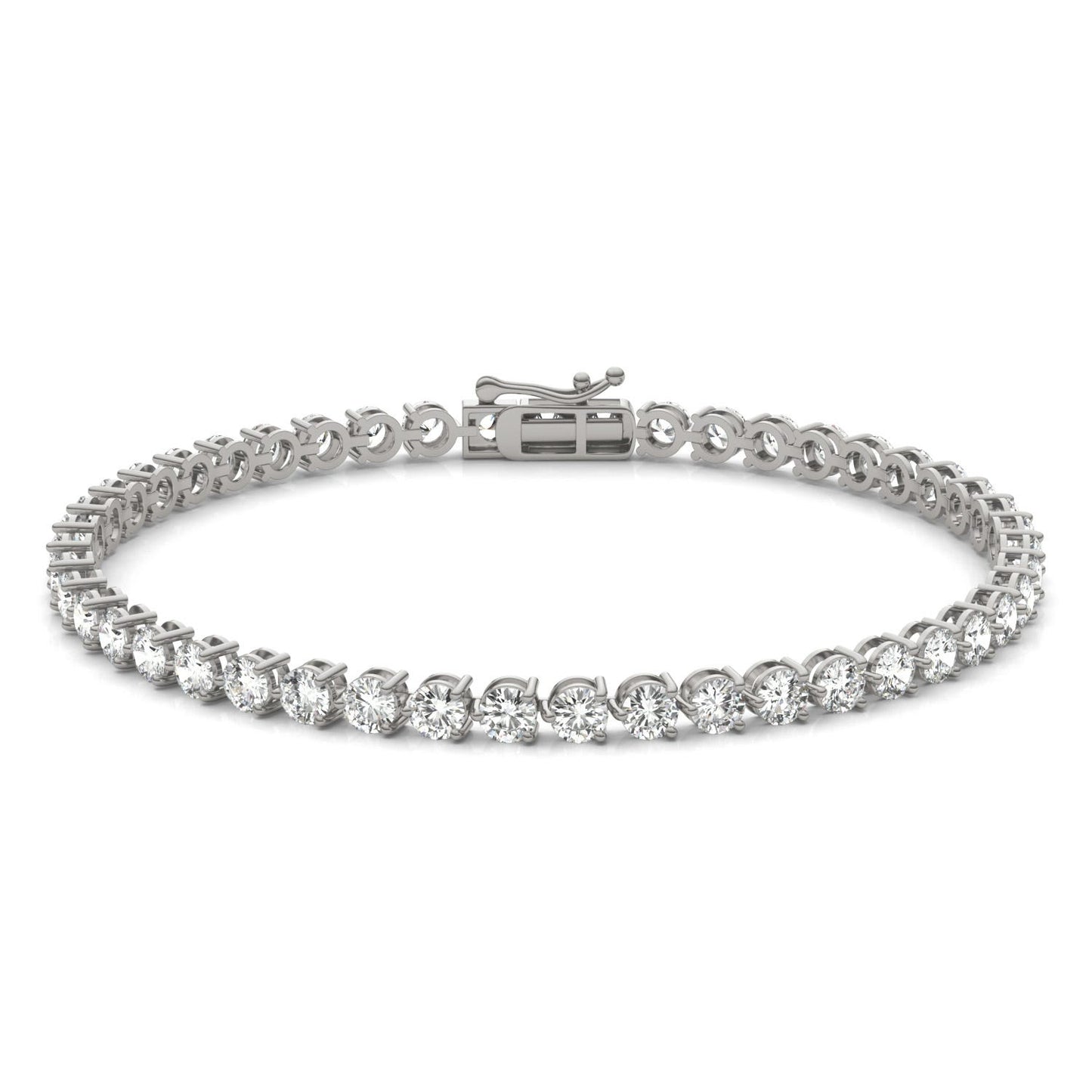4 3/4 CTW Round Caydia Lab Grown Diamond Three Prong Tennis Bracelet 14K White Gold