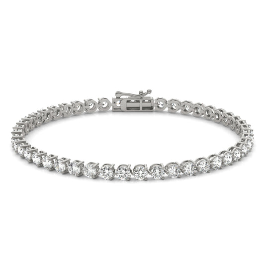 4.70 CTW DEW Round Forever One Moissanite Three Prong Tennis Bracelet 14K White Gold