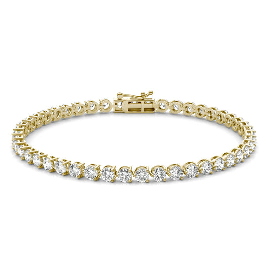4 3/4 CTW Round Caydia Lab Grown Diamond Three Prong Tennis Bracelet 14K Yellow Gold