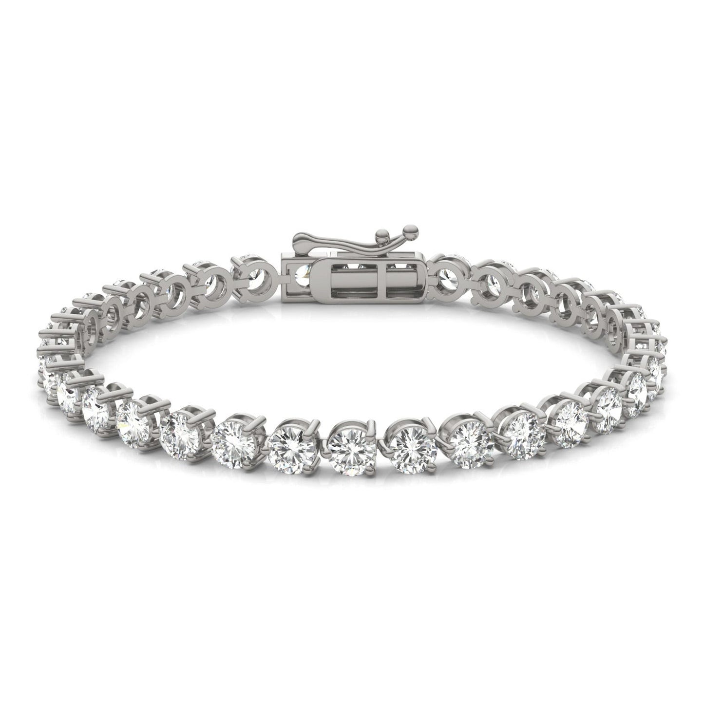 8 1/2 CTW Round Caydia Lab Grown Diamond Three Prong Tennis Bracelet 14K White Gold