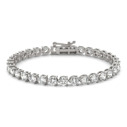 8 1/2 CTW Round Caydia Lab Grown Diamond Three Prong Tennis Bracelet 14K White Gold