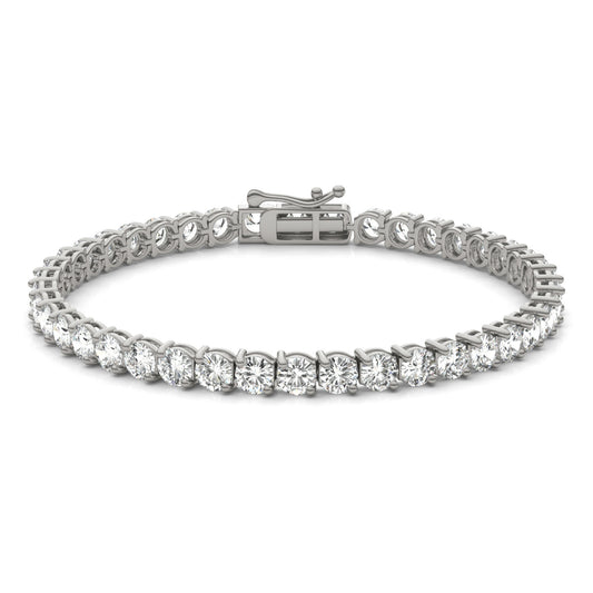 9.66 CTW DEW Round Forever One Moissanite Two Prong Tennis Bracelet 14K White Gold
