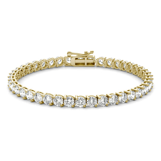 9.66 CTW DEW Round Forever One Moissanite Two Prong Tennis Bracelet 14K Yellow Gold