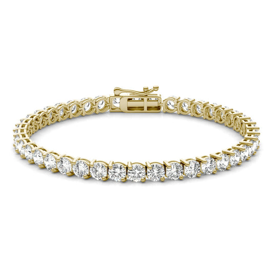 9.66 CTW DEW Round Forever One Moissanite Two Prong Tennis Bracelet 14K Yellow Gold
