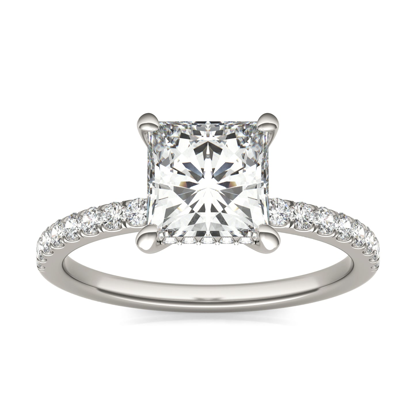 2.21 CTW DEW Princess Forever One Moissanite Hidden Halo Engagement Ring 14K White Gold