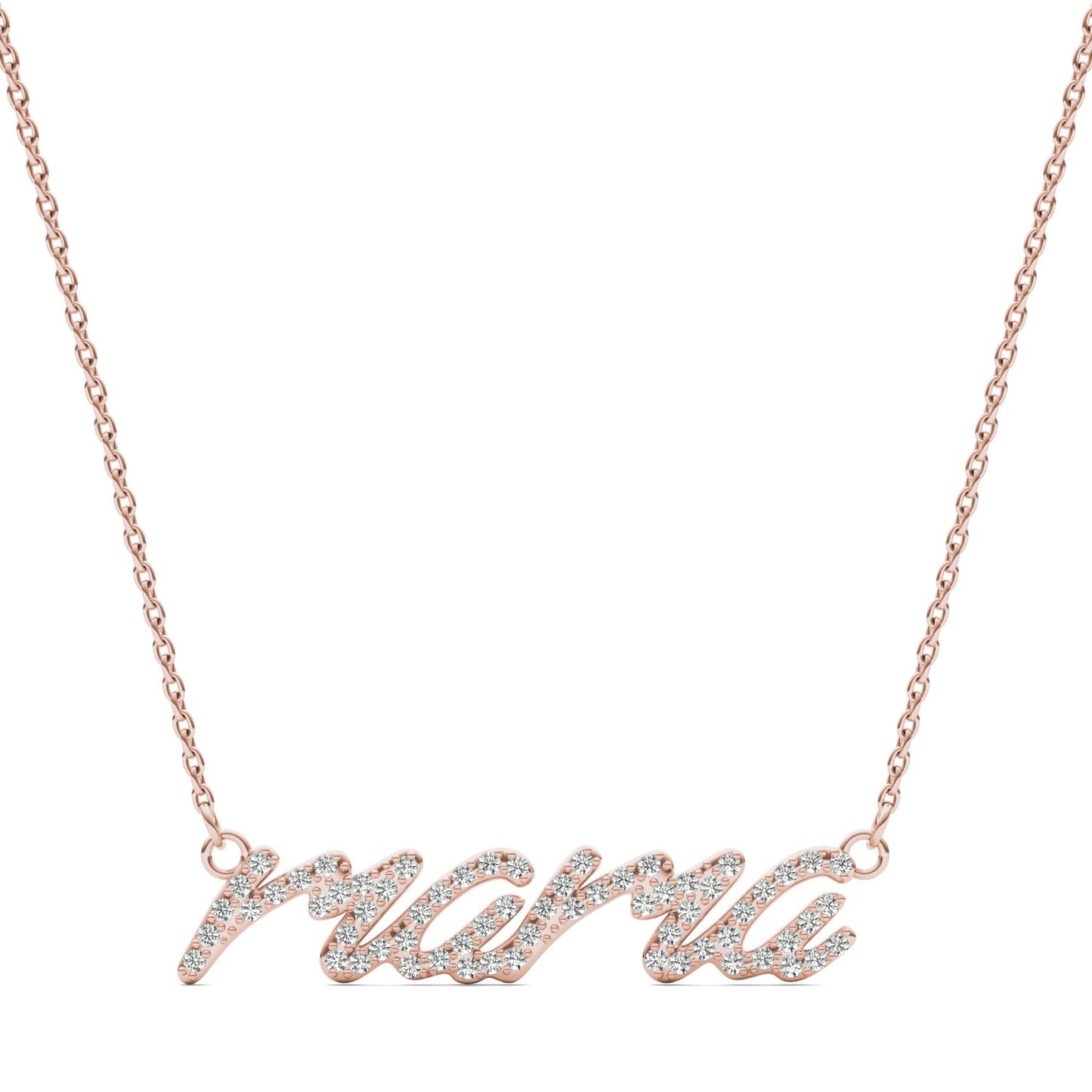1/3 CTW Round Caydia Lab Grown Diamond Mama Necklace 14K Rose Gold