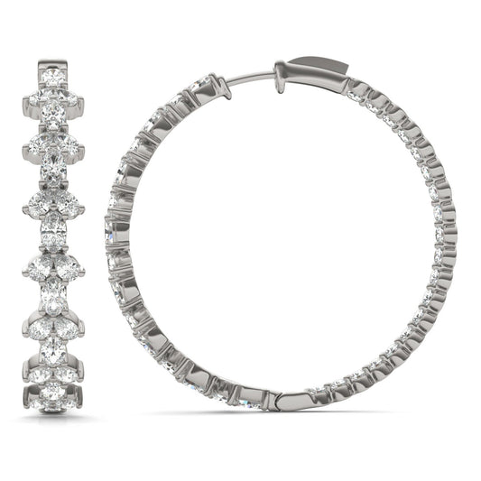 9 2/3 CTW Oval Caydia Lab Grown Diamond Couture Alternating Inside Out Hoop Earrings 14K White Gold