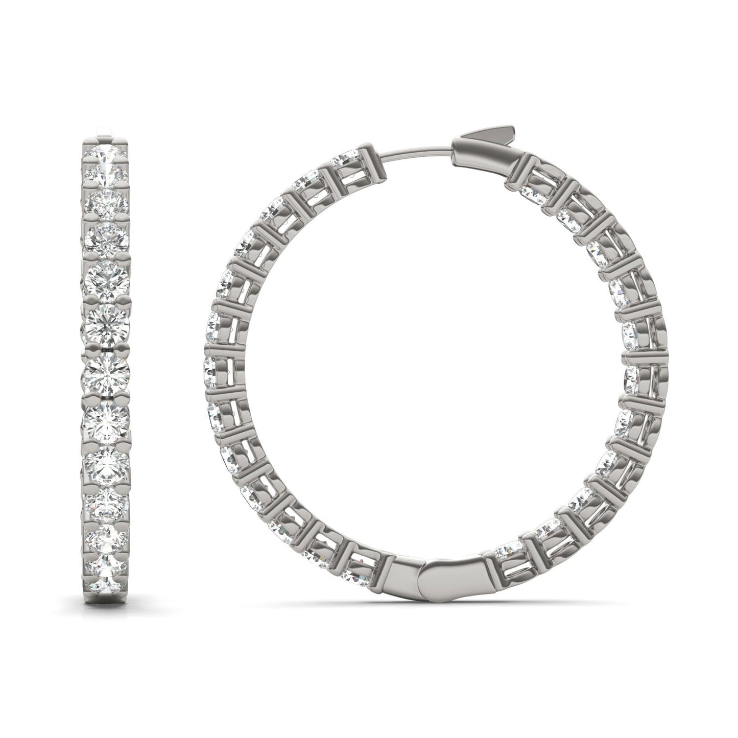 8 1/6 CTW Round Caydia Lab Grown Diamond Couture Classic Inside Out Hoop Earrings 14K White Gold