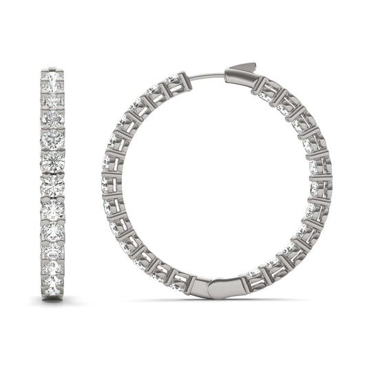 8 1/6 CTW Round Caydia Lab Grown Diamond Couture Classic Inside Out Hoop Earrings 14K White Gold