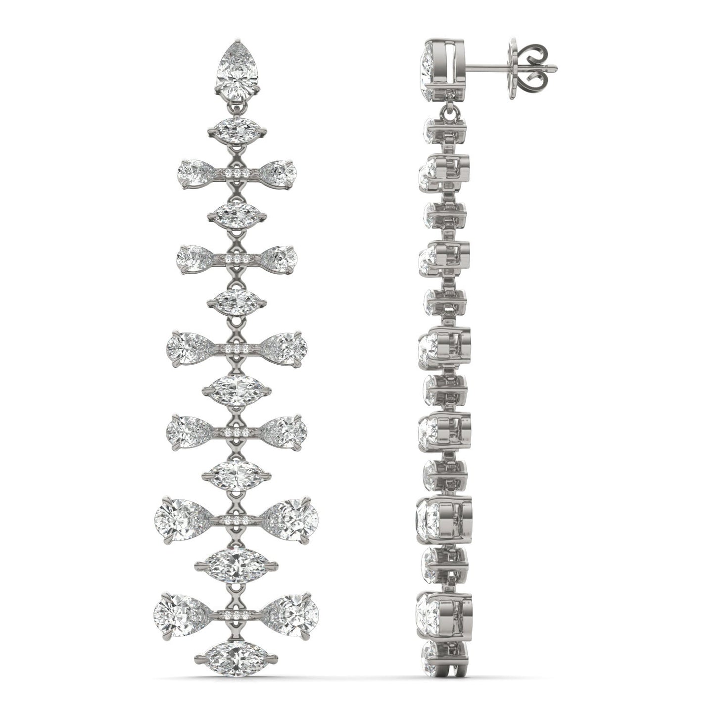 8 3/4 CTW Marquise Caydia Lab Grown Diamond Couture Chandelier Drop Earrings 14K White Gold