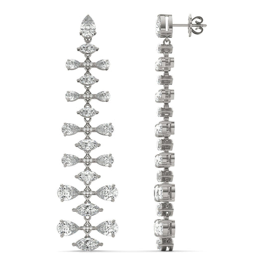 8 3/4 CTW Marquise Caydia Lab Grown Diamond Couture Chandelier Drop Earrings 14K White Gold