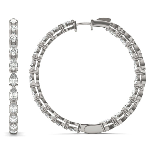 8 2/5 CTW Pear Caydia Lab Grown Diamond Couture Inside Out Hoop Earrings 14K White Gold