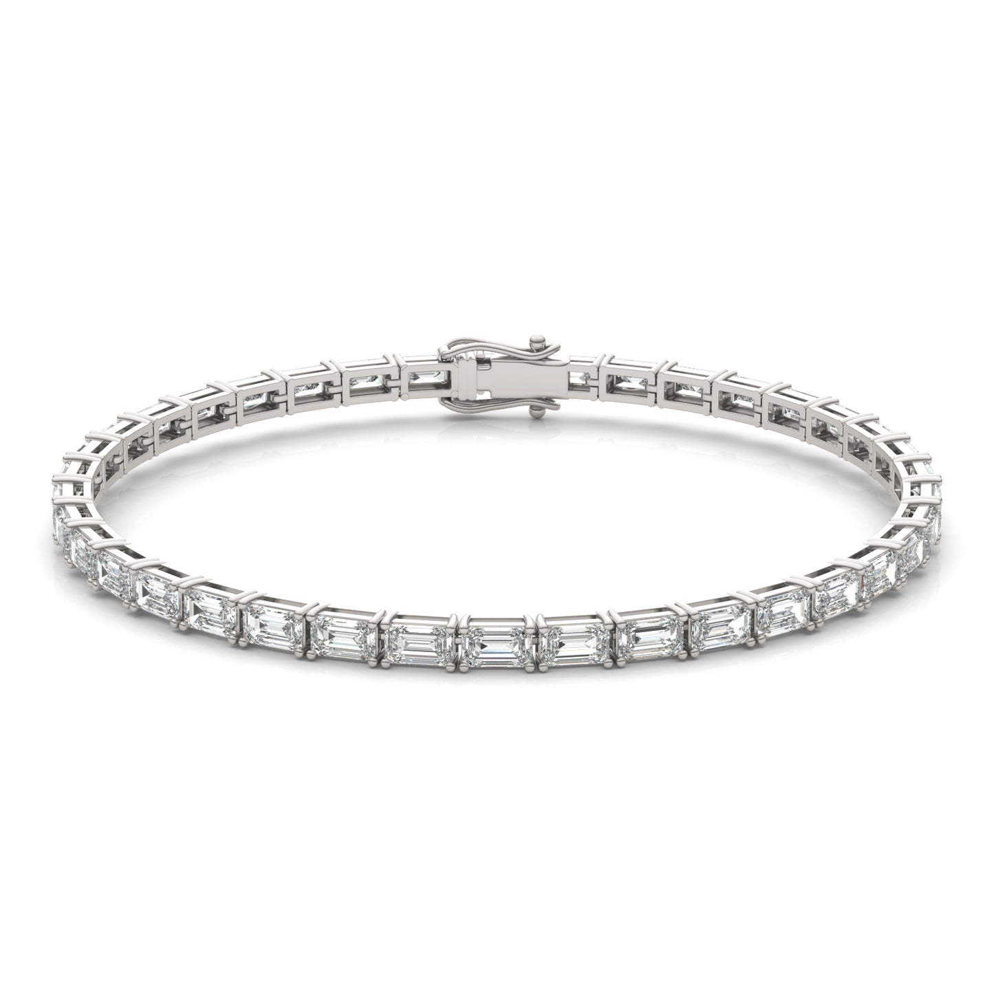 9 1/2 CTW Emerald Caydia Lab Grown Diamond Couture East-West Tennis Bracelet 14K White Gold