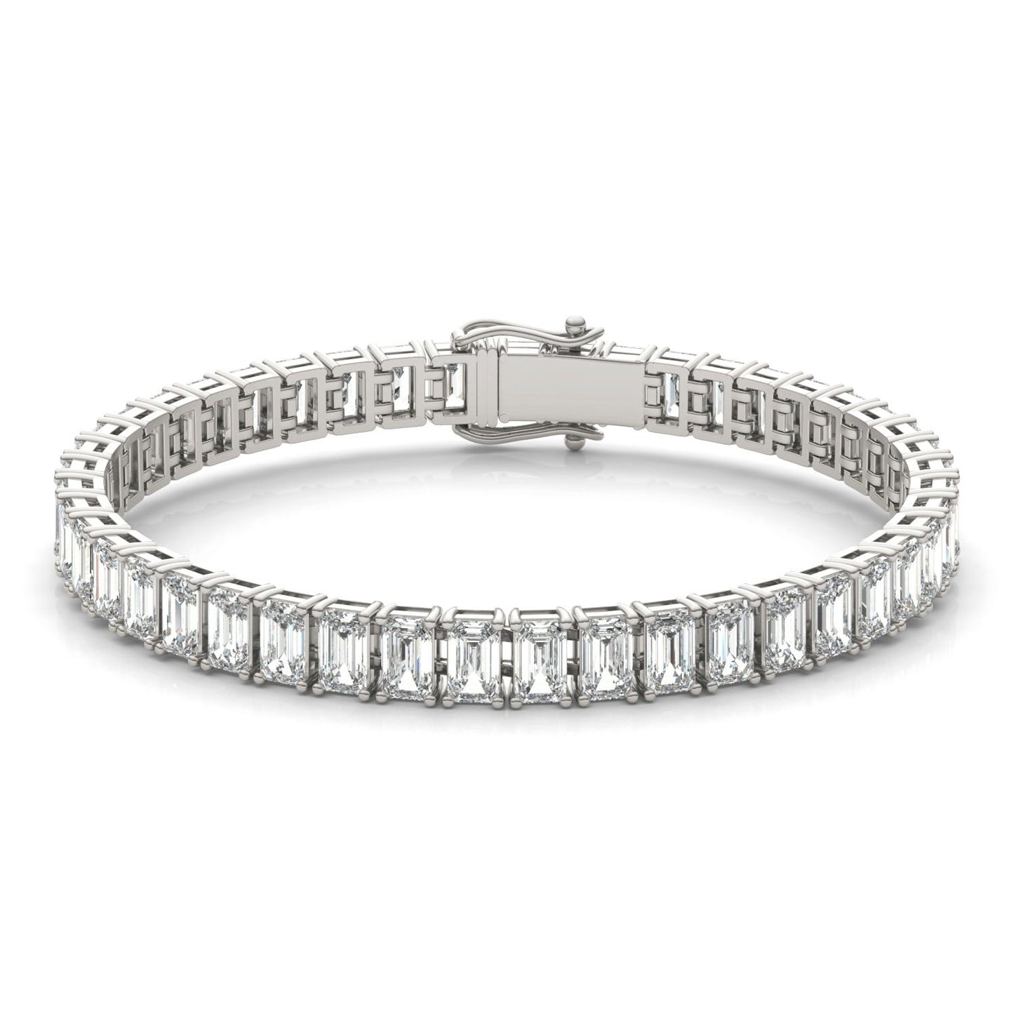 11 1/4 CTW Emerald Caydia Lab Grown Diamond Couture Tennis Bracelet 18K White Gold
