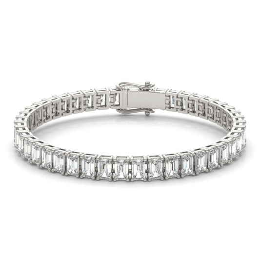 11 1/4 CTW Emerald Caydia Lab Grown Diamond Couture Tennis Bracelet 18K White Gold