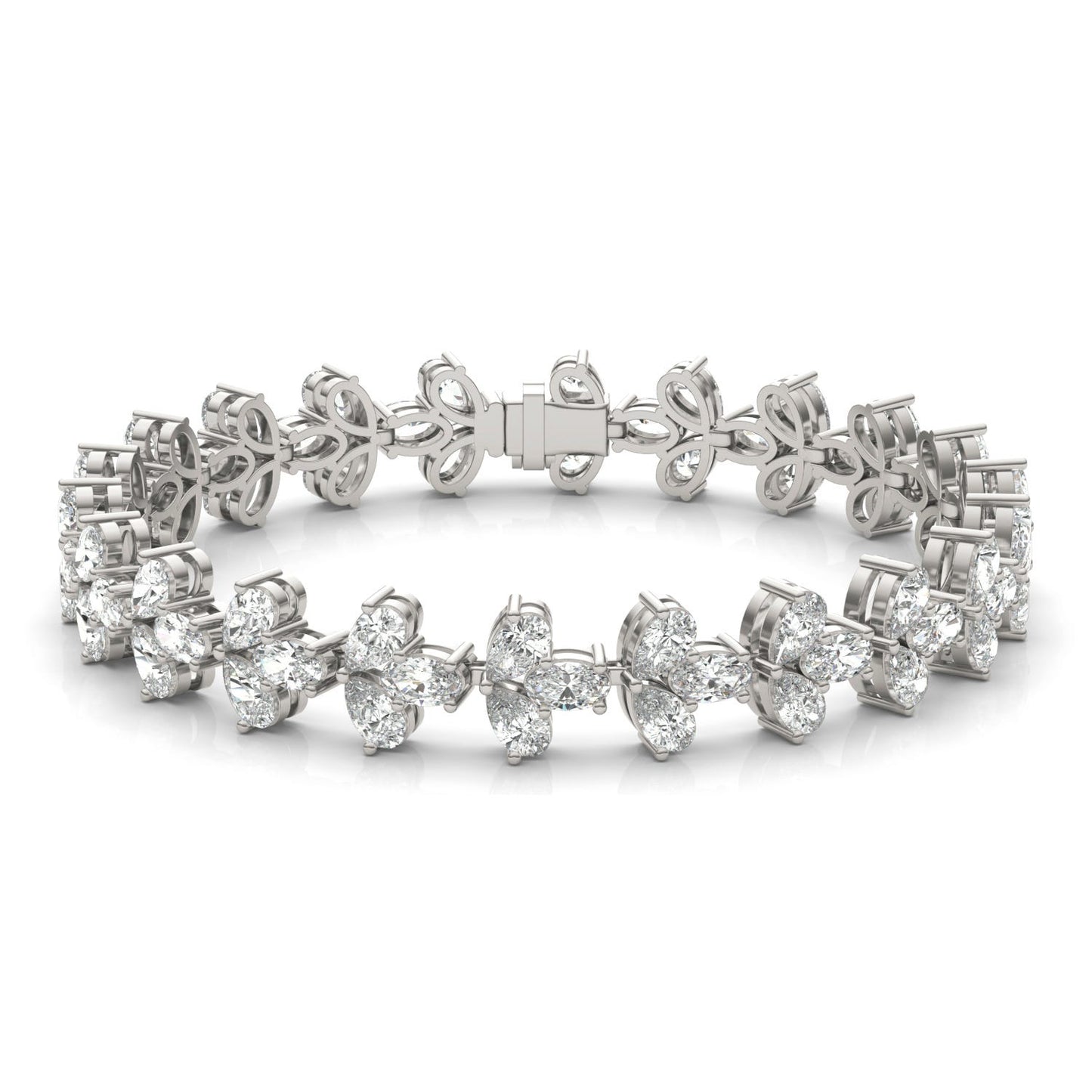 12 1/10 CTW Oval Caydia Lab Grown Diamond Couture Alternating Tennis Bracelet 14K White Gold