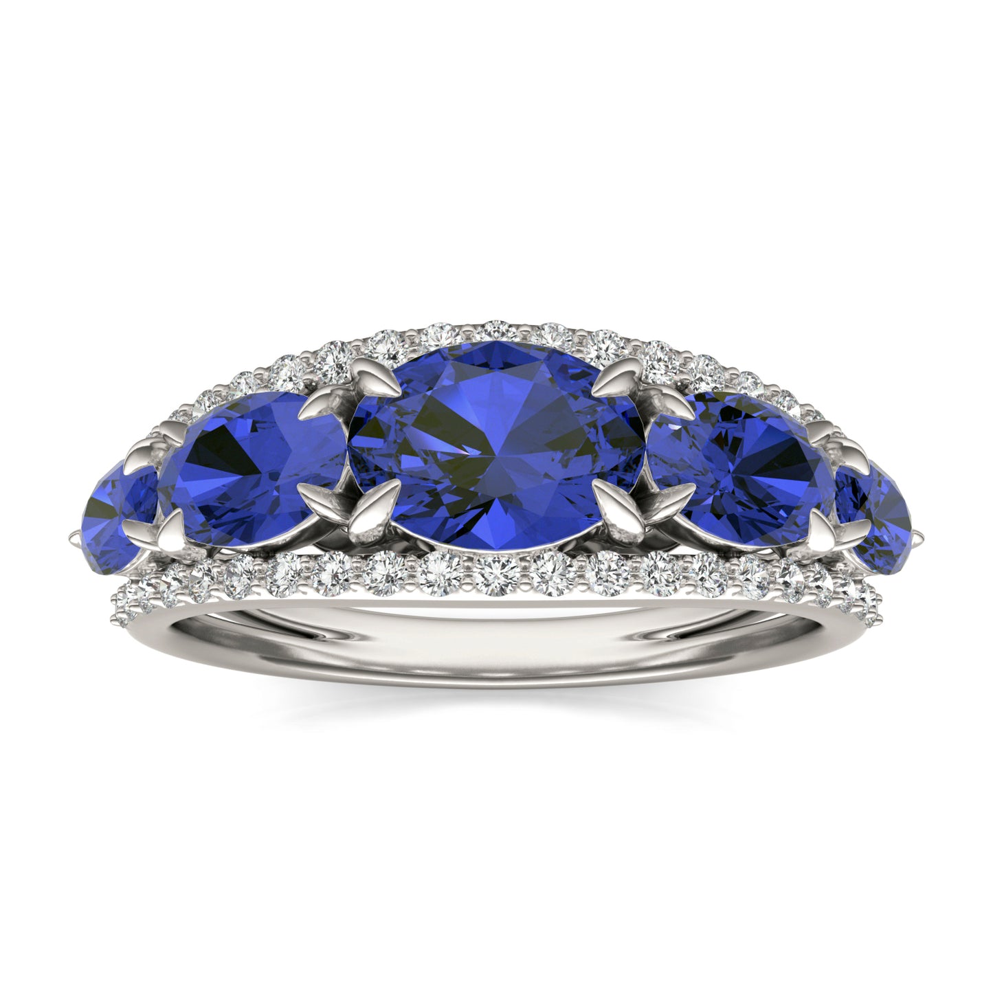 1/3 CTW Round Caydia Lab Grown Diamond Fashion Ring 14K White Gold featuring Created Sapphire