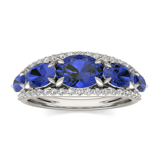 1/3 CTW Round Caydia Lab Grown Diamond Fashion Ring 14K White Gold featuring Created Sapphire