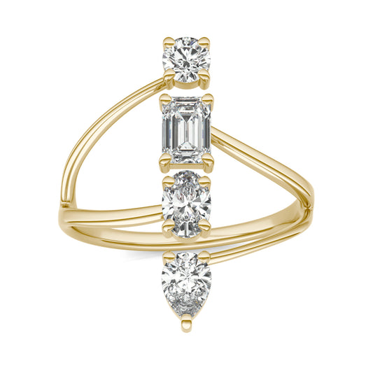 1 1/5 CTW Emerald Caydia Lab Grown Diamond Couture Four Stone Fashion Ring 14K Yellow Gold