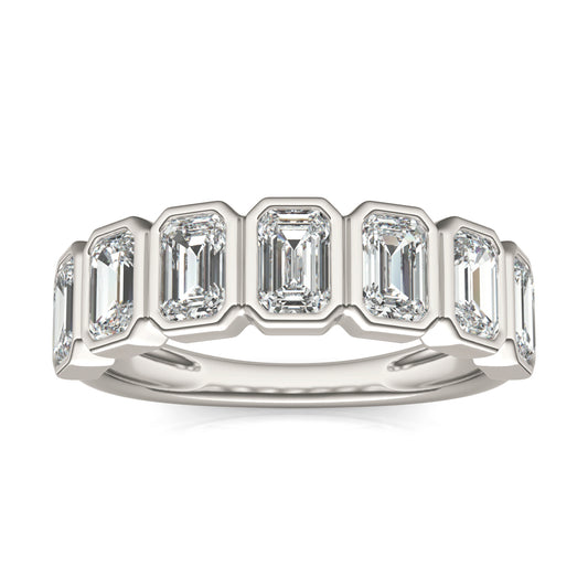 1 3/4 CTW Emerald Caydia Lab Grown Diamond Couture Bezel Ring 14K White Gold