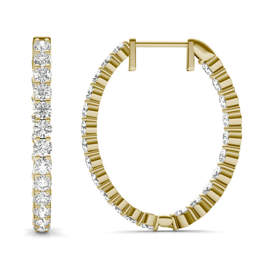 2 1/15 CTW Round Caydia Lab Grown Diamond Inside Out Hoop Earrings 14K Yellow Gold