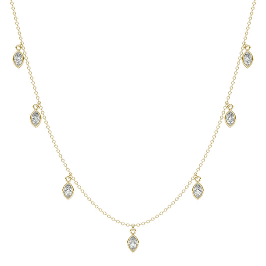 3/4 CTW Marquise Caydia Lab Grown Diamond Dangle Station Necklace 14K Yellow Gold