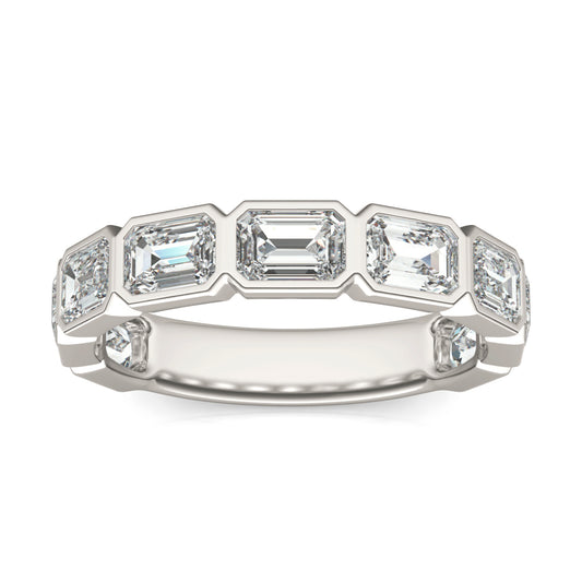 2 1/4 CTW Emerald Caydia Lab Grown Diamond Couture East-West Bezel Ring 14K White Gold