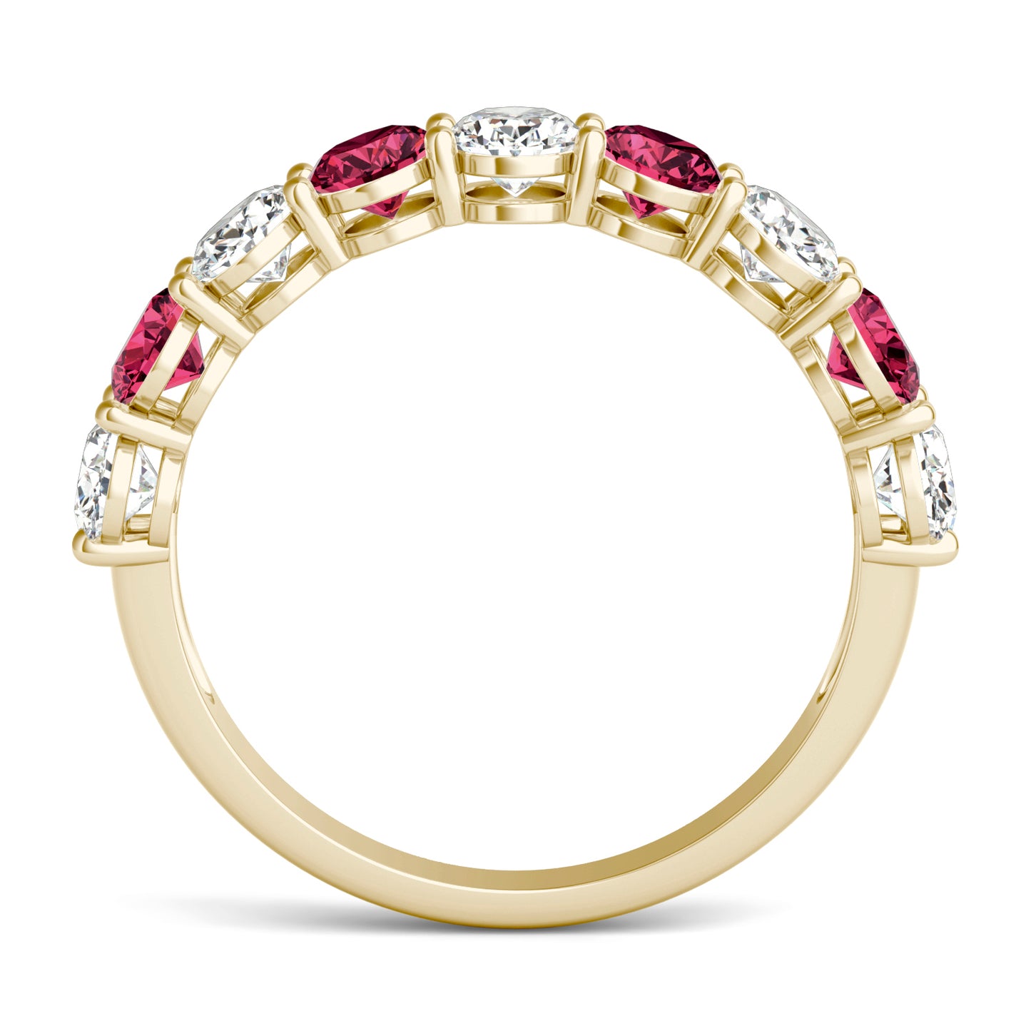 1 CTW Oval Caydia Lab Grown Diamond Couture Classic Anniversary Ring 14K Yellow Gold featuring Created Ruby
