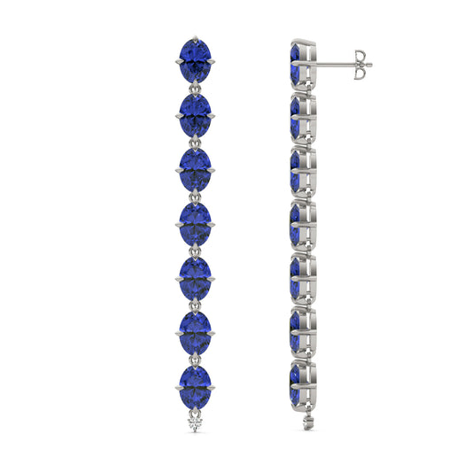 0.06 CTW Round Caydia Lab Grown Diamond Drop Earrings 14K White Gold featuring Created Sapphire