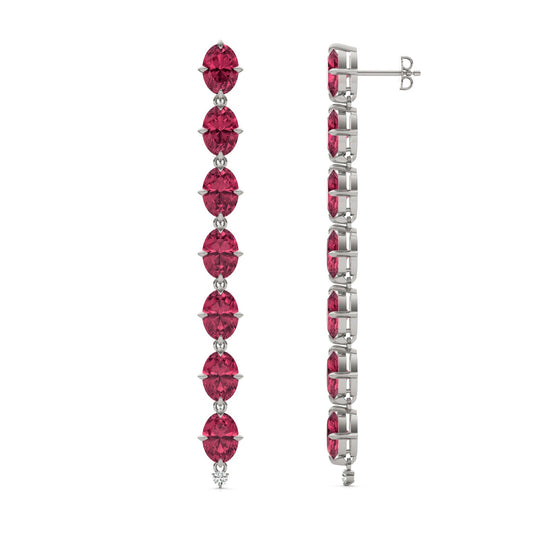 0.06 CTW Round Caydia Lab Grown Diamond Drop Earrings 14K White Gold featuring Created Ruby