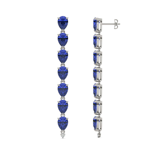 0.06 CTW Round Caydia Lab Grown Diamond Drop Earrings 14K White Gold Stone Color F featuring Created Sapphire
