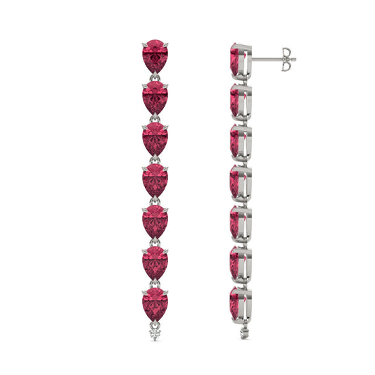 0.06 CTW Round Caydia Lab Grown Diamond Drop Earrings 14K White Gold Stone Color F featuring Created Ruby