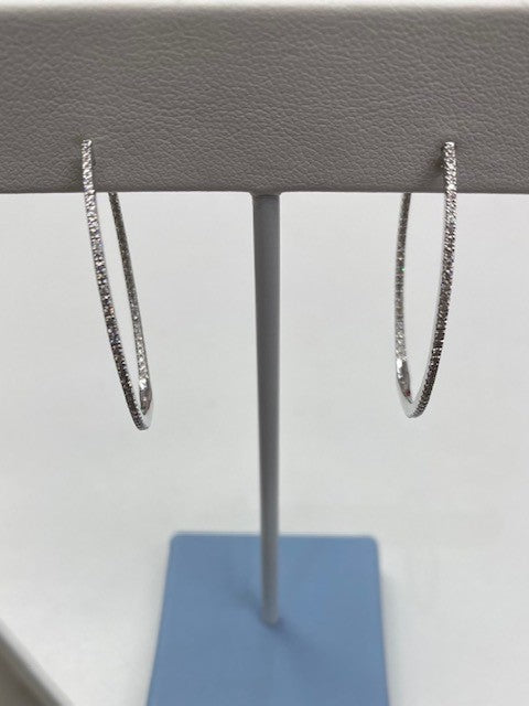 0.46CTW DEW Round Forever One Moissanite Inside Out Hoop Earring in 14K White Gold