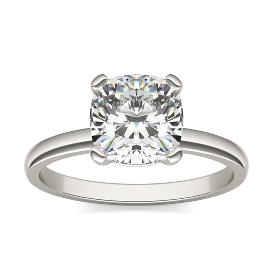 2.00 CTW Cushion Caydia Lab Grown Diamond Classic Solitaire Ring 14K White Gold