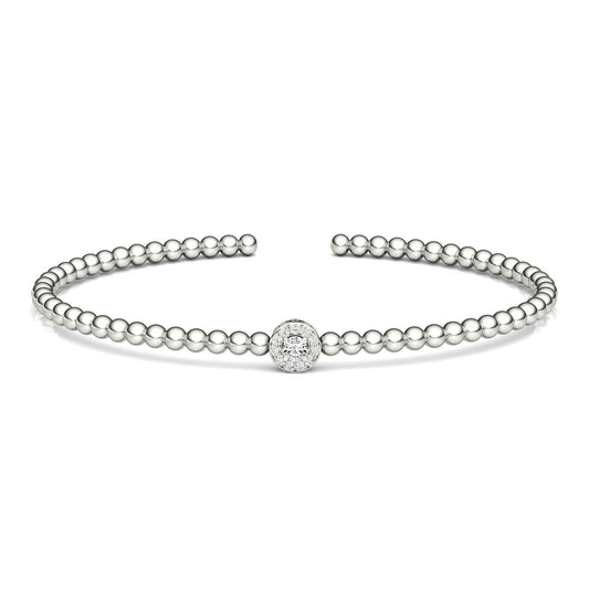 0.105 CTW DEW Round Forever One Moissanite Bangle Bracelet 14K White Gold