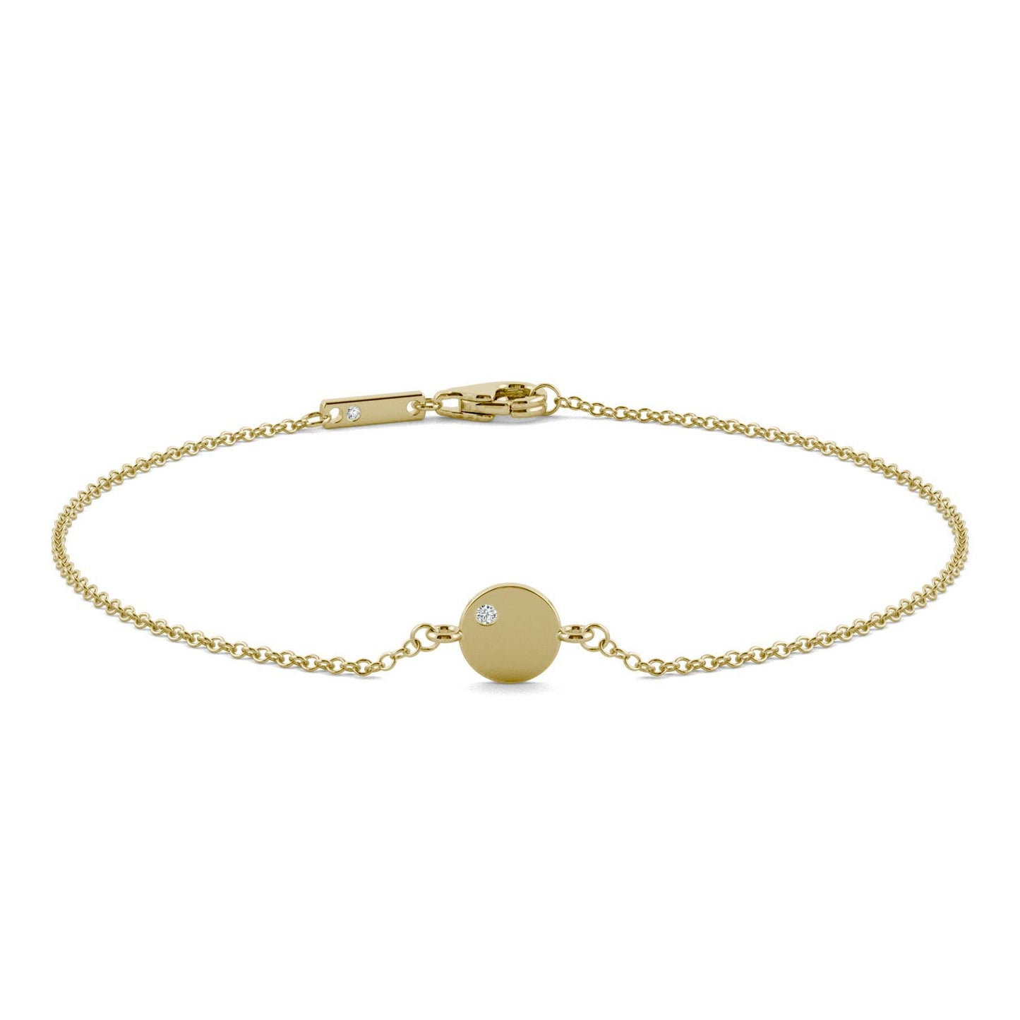 0.005 CTW DEW Round Forever One Moissanite Mini Disc Bracelet 14K Yellow Gold