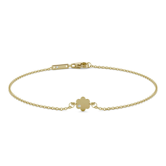 0.005 CTW DEW Round Forever One Moissanite Mini Flower Bracelet 14K Yellow Gold